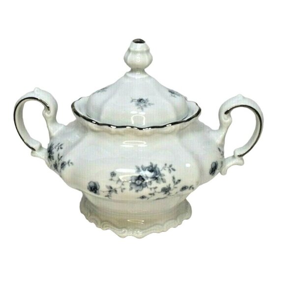 Johann Haviland Blue Garland Decorative Sugar Bowl and Lid Bavaria Germany - Picture 1 of 6